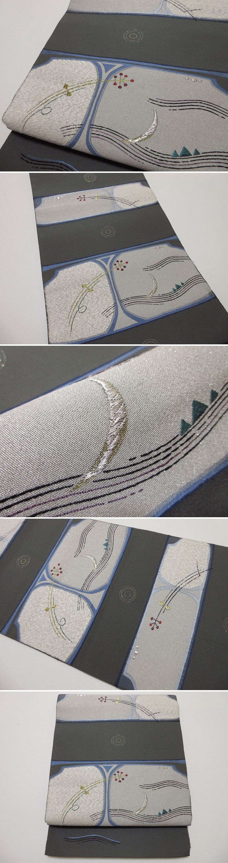 ドークブア□六通柄袋帯 横段 三日月 未使用 極上の逸品 C32-限定価格